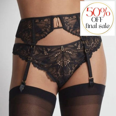 Aubade Flowermania Garter Belt in Noir LA50-Garter Belt-Aubade Paris-Noir-XSmall-Anna Bella Fine Lingerie, Reveal Your Most Gorgeous Self!