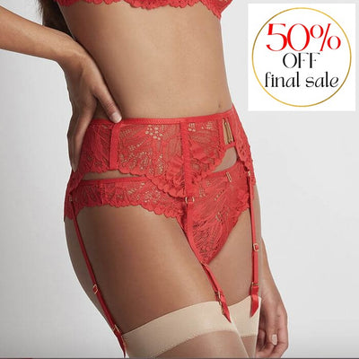 Aubade Flowermania Garter Belt in Rouge Floral LA50-Garter Belt-Aubade-Rouge Floral-XSmall-Anna Bella Fine Lingerie, Reveal Your Most Gorgeous Self!