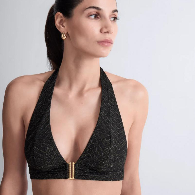 Aubade Golden Horizon Triangle Bikini Top 6S12-Swimwear-Aubade Paris-Black-34-D-Anna Bella Fine Lingerie, Reveal Your Most Gorgeous Self!