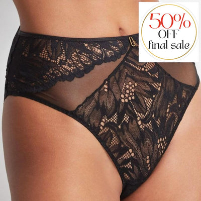 Aubade High Waisted Brief Flowermania in Noir LA24-Anna Bella Fine Lingerie-Noir-Small-