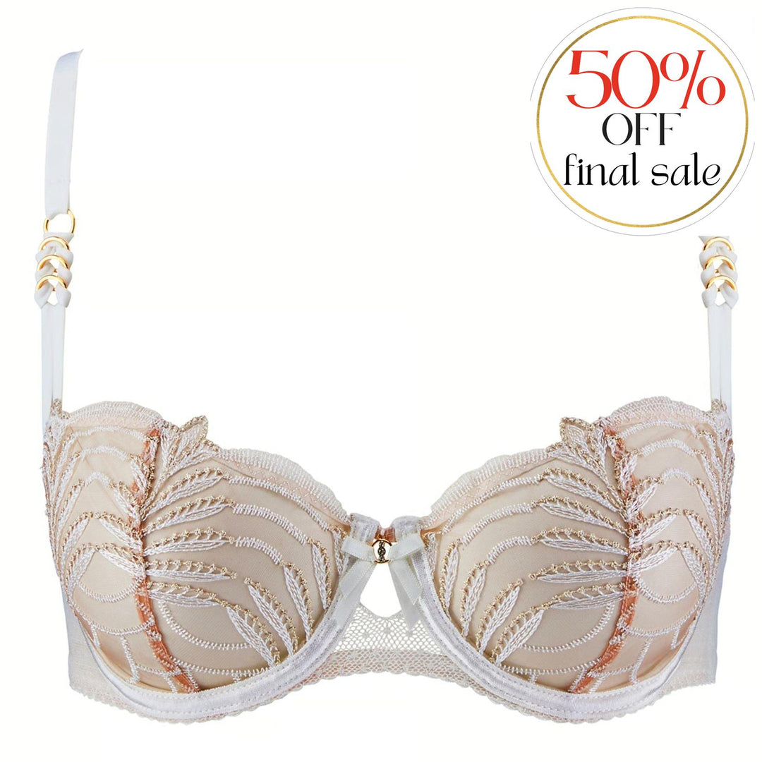 Aubade Hypnolove Half Cup Bra in Gold Feather LDF14-Bras-Aubade Paris-Gold Feather-34-F-Anna Bella Fine Lingerie, Reveal Your Most Gorgeous Self!