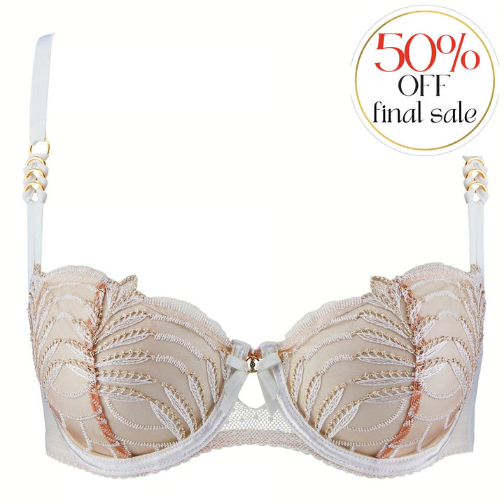 Aubade Hypnolove Half Cup Bra in Gold Feather LDF14-Bras-Aubade Paris-Gold Feather-34-F-Anna Bella Fine Lingerie, Reveal Your Most Gorgeous Self!
