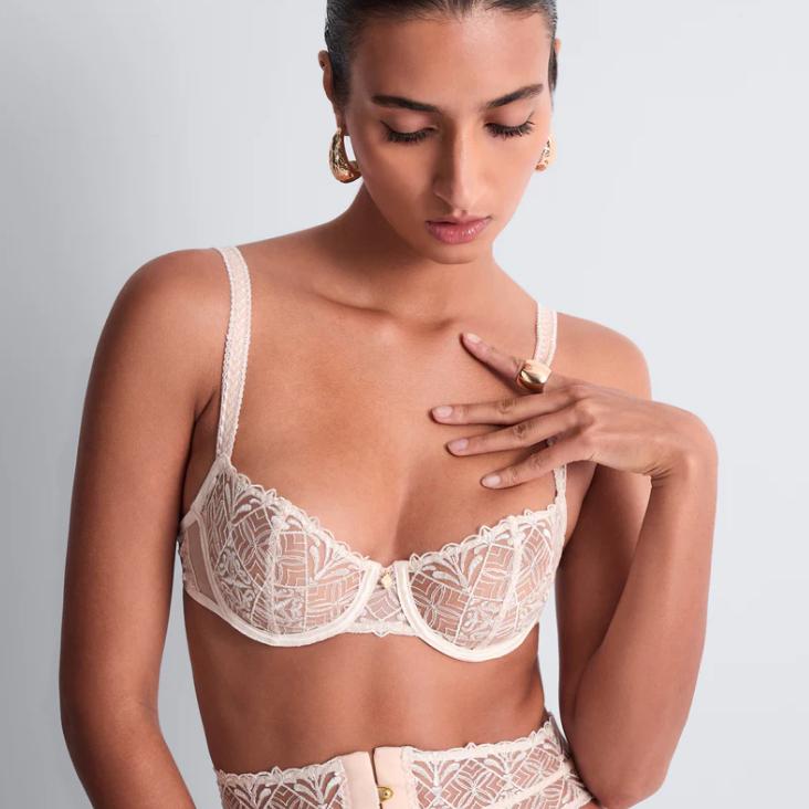 Aubade Iconic Calypso Half Cup Bra 6CM14 in Dune-Anna Bella Fine Lingerie-Dune-32-C