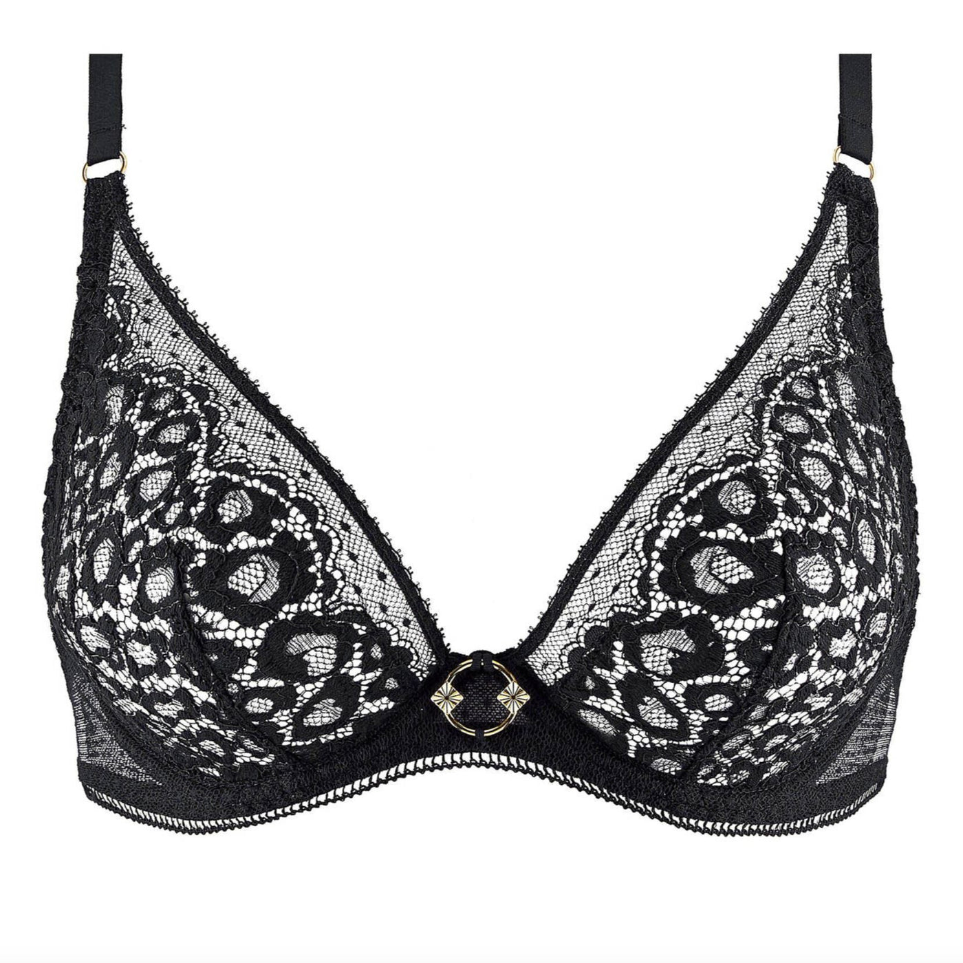 Aubade Illusion Fauve UW Triangle Bra in Black 1AF12-Anna Bella Fine Lingerie-Black-34-D