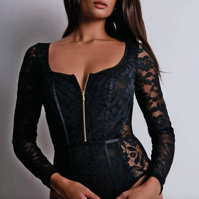 Aubade Les Bodys Lace Bodysuit Black 1M84-3-Bodysuit-Aubade-Black-Small-Anna Bella Fine Lingerie, Reveal Your Most Gorgeous Self!