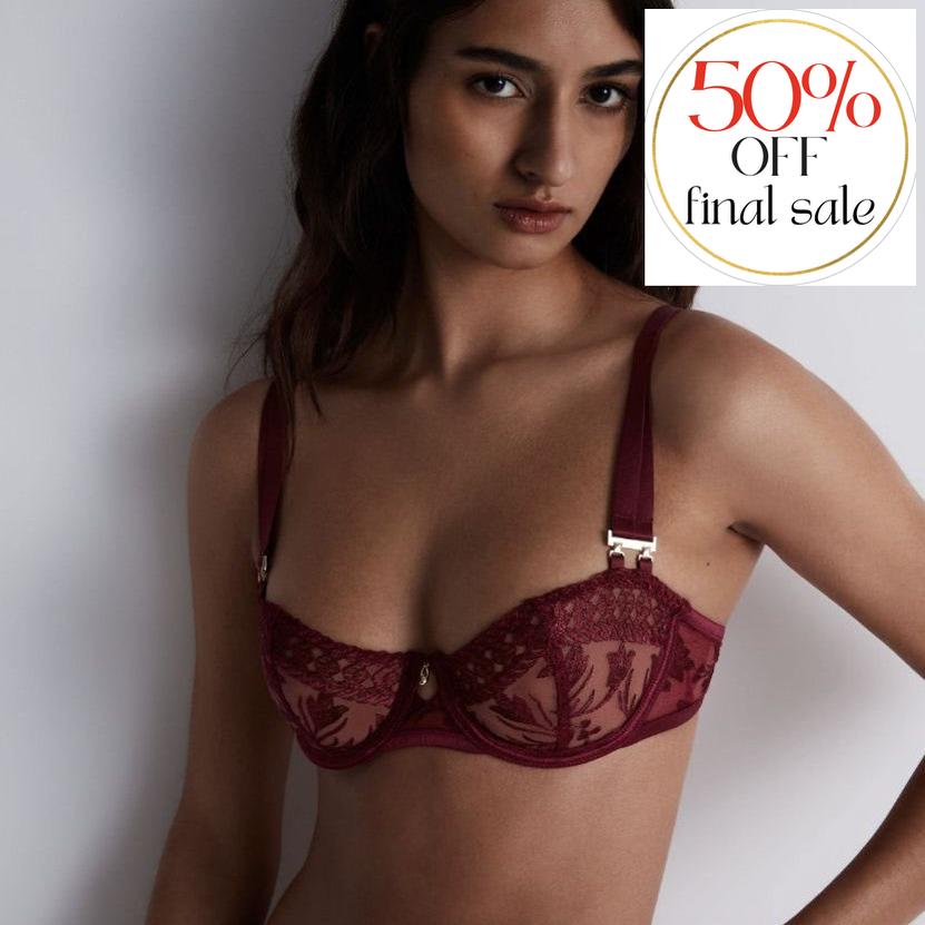 Aubade Magnetic Spell Half Cup Bra in Crimson Red 2DF14-Bras-Aubade Paris-Crimson Red-32-B-Anna Bella Fine Lingerie, Reveal Your Most Gorgeous Self!