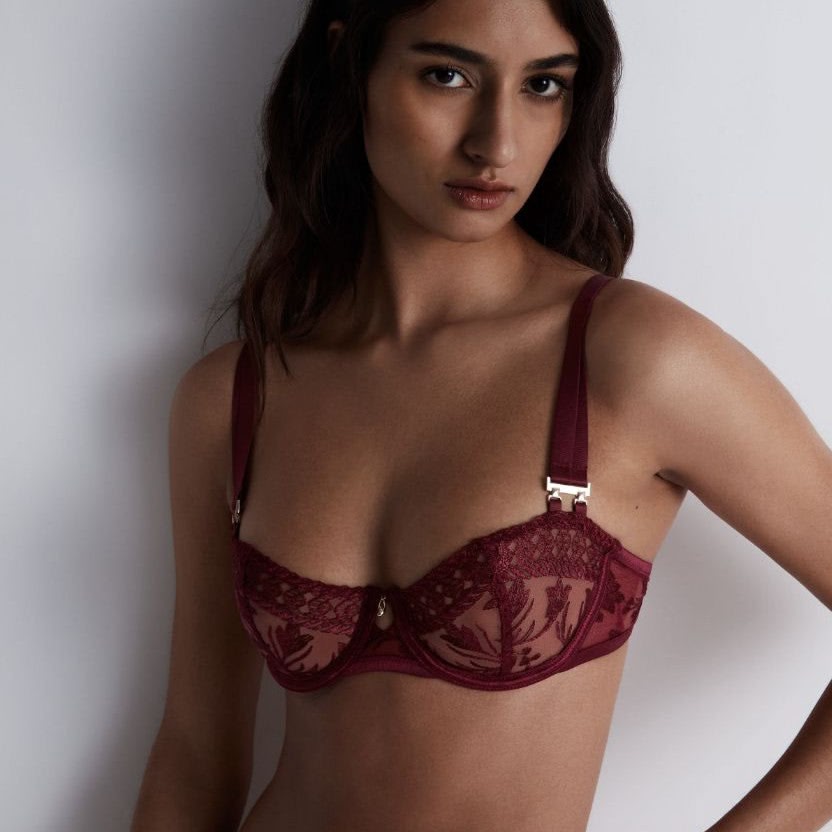 Aubade Magnetic Spell Half Cup Bra in Crimson Red 2DF14-Bras-Aubade-Crimson Red-32-B-Anna Bella Fine Lingerie, Reveal Your Most Gorgeous Self!