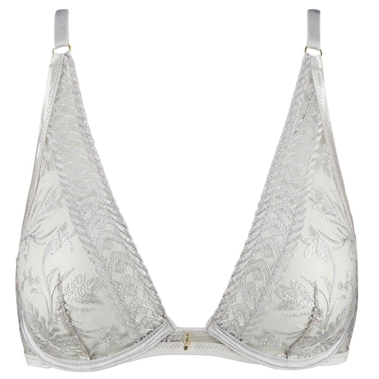 Aubade Magnetic Spell Plunge Triangle Bra 2DN12 in Platinum-Anna Bella Fine Lingerie-Platinum-34-B