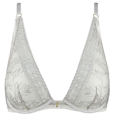 Aubade Magnetic Spell Plunge Triangle Bra 2DN12 in Platinum-Anna Bella Fine Lingerie-Platinum-34-B