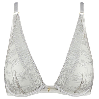 Aubade Magnetic Spell Plunge Triangle Bra 2DN12 in Platinum-Bras-Aubade-Platinum-34-B-Anna Bella Fine Lingerie, Reveal Your Most Gorgeous Self!