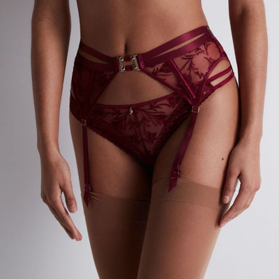 Aubade Magnetic Spell Suspender Belt in Crimson Red 2D50-Garter Belt-Aubade-Crimson Red-XSmall-Anna Bella Fine Lingerie, Reveal Your Most Gorgeous Self!