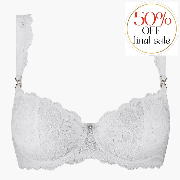 Aubade Mon Bijou Half Cup Bra in BlancUAF14-6-Bras-Aubade Paris-Blanc-32-B-Anna Bella Fine Lingerie, Reveal Your Most Gorgeous Self!