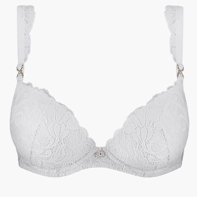 Aubade Mon Bijou Moulded Plunge Bra in Blanc UAN08-6-Anna Bella Fine Lingerie-Blanc-34-A