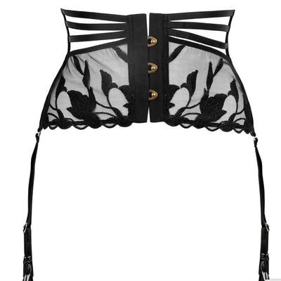 Aubade Night At Paradise Suspender Belt 5E52-Garter Belt-Aubade Paris-Obsidian-XSmall-Anna Bella Fine Lingerie, Reveal Your Most Gorgeous Self!