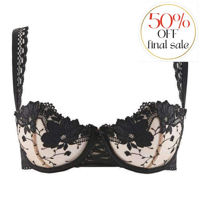 Aubade Od Belle Camelias Half Cup Bra OD14-Anna Bella Fine Lingerie-Black-32-D