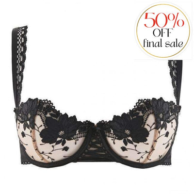 Aubade Od Belle Camelias Half Cup Bra OD14-Anna Bella Fine Lingerie-Black-32-D