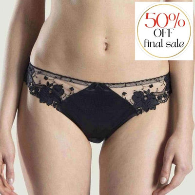 Aubade Od Belle Camelias Tanga OD 26-Panties-Aubade-Black-XSmall-Anna Bella Fine Lingerie, Reveal Your Most Gorgeous Self!