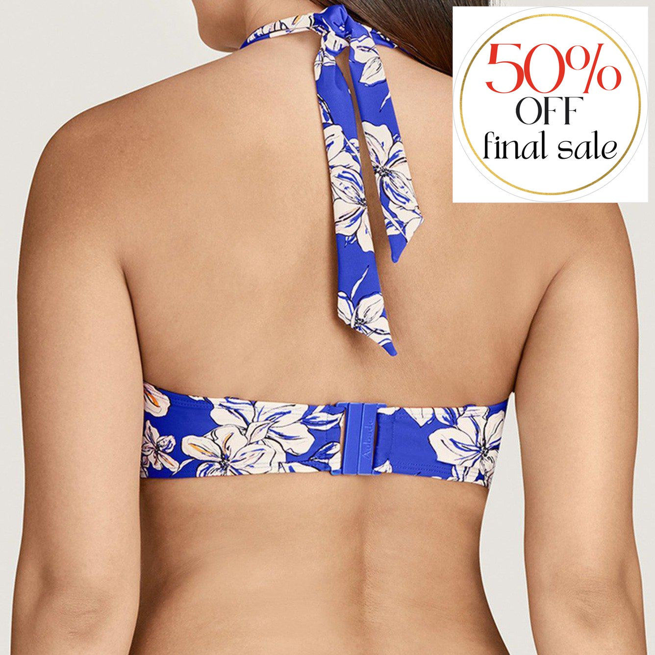 Aubade Parfums D'Ete' Moulded Push-Up Bikini Top In Blue TU08-Anna Bella Fine Lingerie-Floral Glycine Blue-32-C