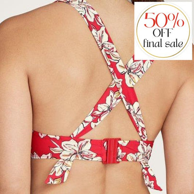 Aubade Parfums D'Ete' Moulded Push-Up Bikini Top In Red TU08-Anna Bella Fine Lingerie-Floral Sanguine Red-34-B