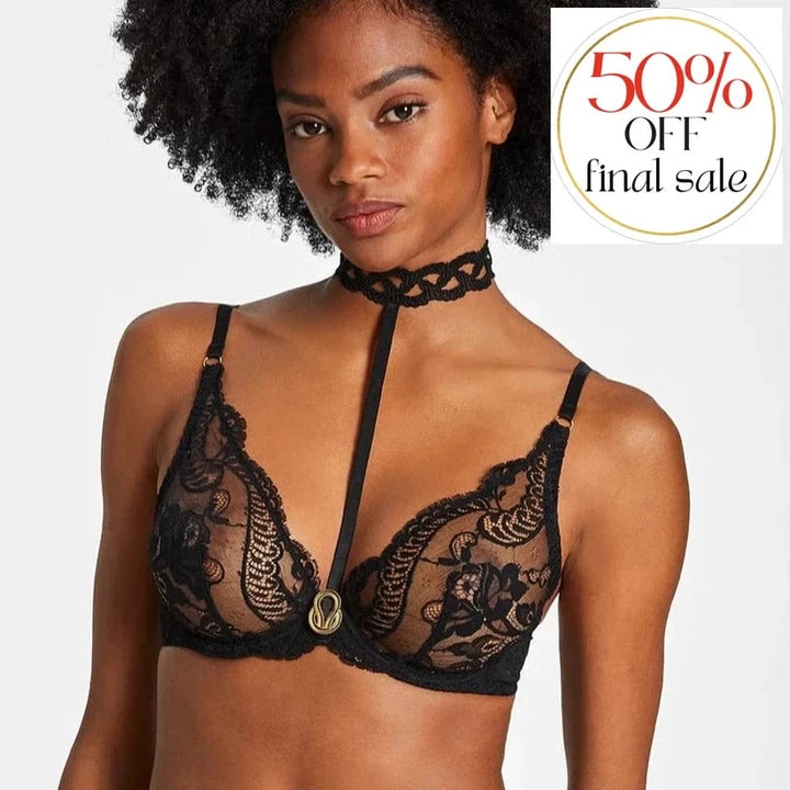 Aubade Precious Tale UW Triangle Bra REF12 in Black-Bras-Aubade Paris-Black-32-B-Anna Bella Fine Lingerie, Reveal Your Most Gorgeous Self!