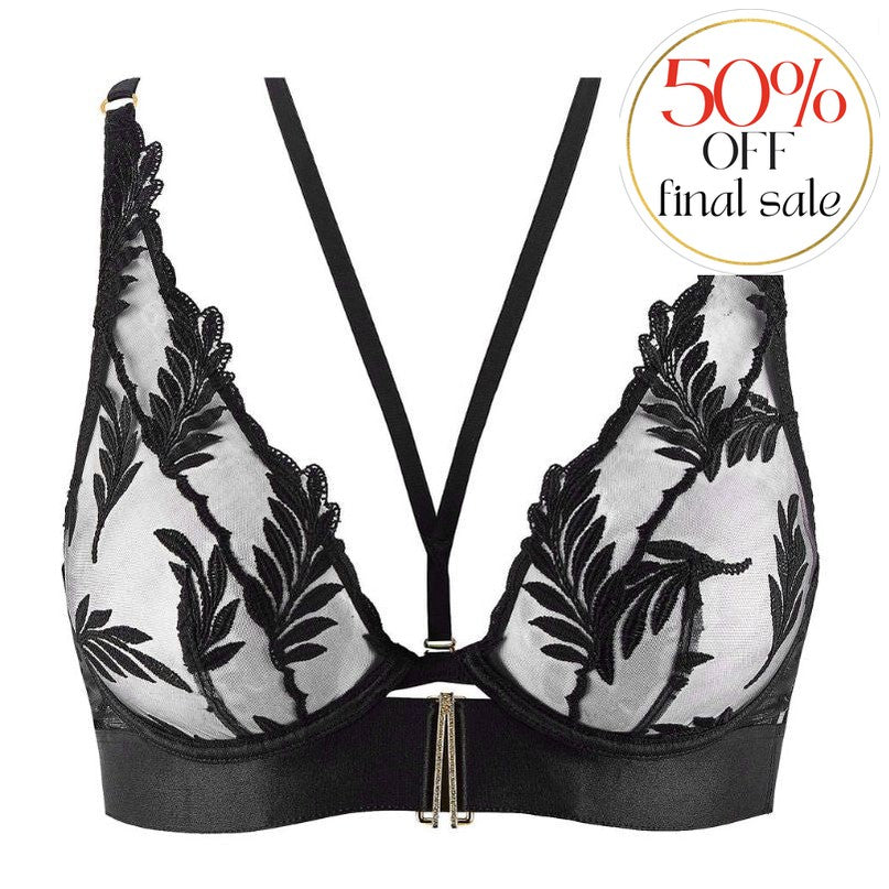 Aubade Queen of Shadow Triangle Bra IEN12-Bras-Aubade Paris-Noir Absolu-34-C-Anna Bella Fine Lingerie, Reveal Your Most Gorgeous Self!