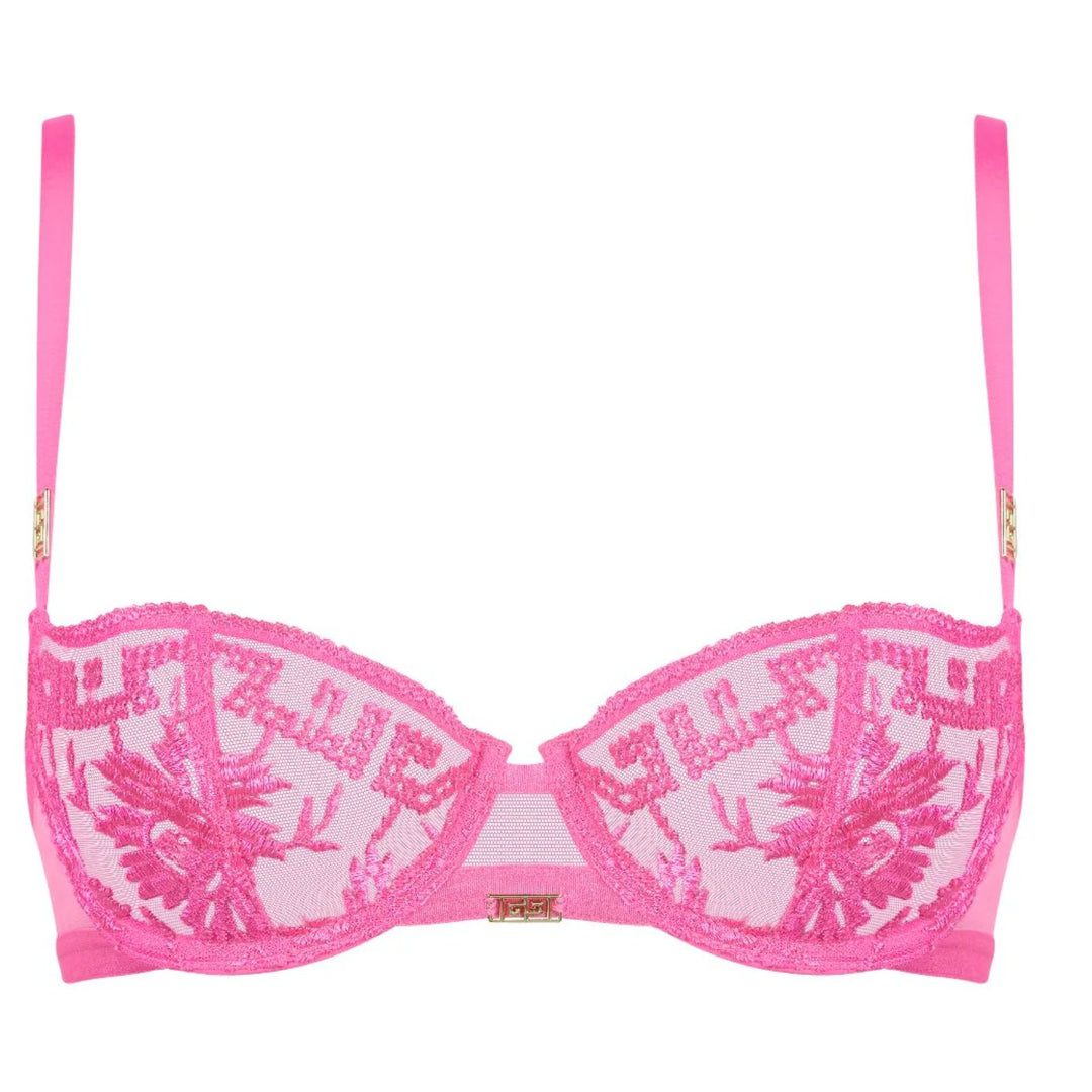 Aubade Rules of Attraction Half Cup Bra in Exciting Pink 4BF14-Bras-Aubade Paris-Exciting Pink-30-E-Anna Bella Fine Lingerie, Reveal Your Most Gorgeous Self!