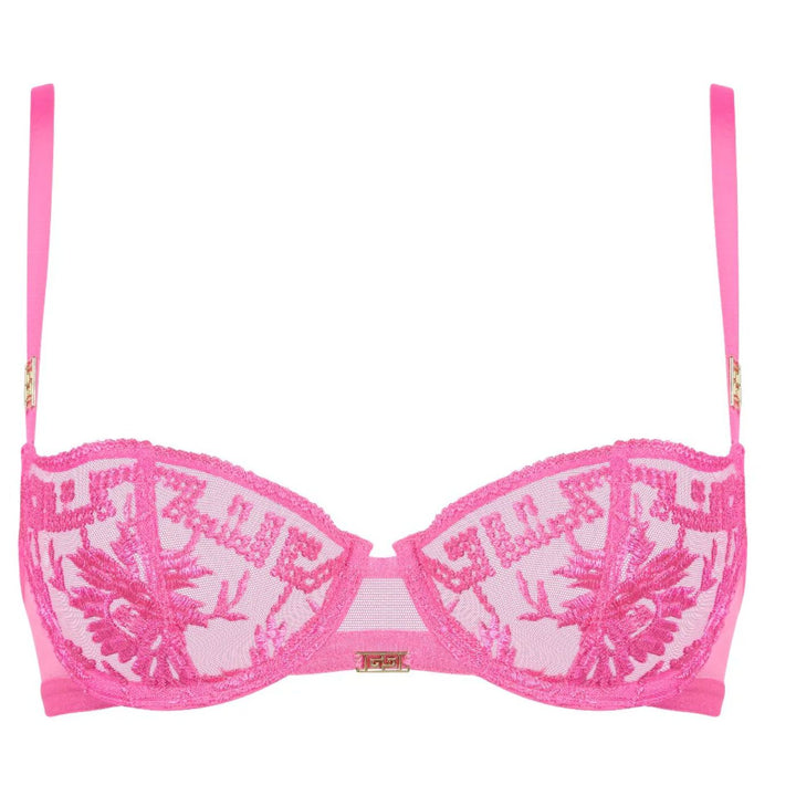 Aubade Rules of Attraction Half Cup Bra in Exciting Pink 4BF14-Bras-Aubade Paris-Exciting Pink-30-E-Anna Bella Fine Lingerie, Reveal Your Most Gorgeous Self!