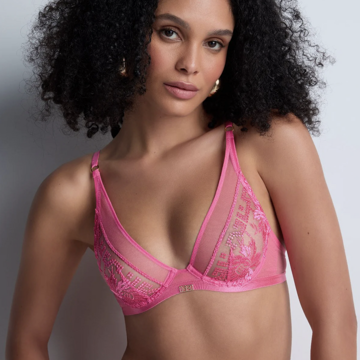 Aubade Rules of Attraction Triangle Bra in Exciting Pink 4BF12-Bras-Aubade Paris-Exciting Pink-32-B-Anna Bella Fine Lingerie, Reveal Your Most Gorgeous Self!
