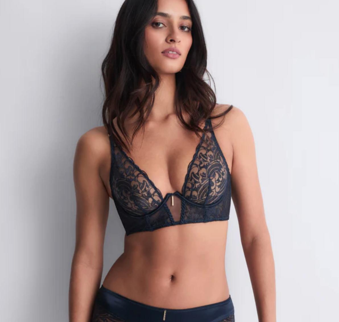 Aubade Satin Memories Bustier Bra 5C36 in Deep Sea-Bras-Aubade Paris-Deep Sea-30-E-Anna Bella Fine Lingerie, Reveal Your Most Gorgeous Self!