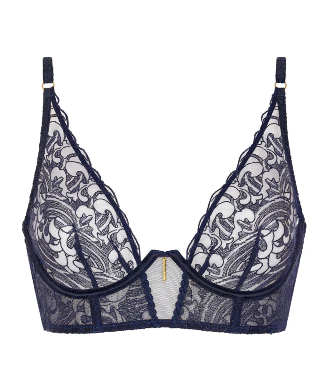 Aubade Satin Memories Bustier Bra 5C36 in Deep Sea-Bras-Aubade Paris-Deep Sea-30-E-Anna Bella Fine Lingerie, Reveal Your Most Gorgeous Self!
