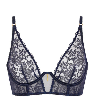 Aubade Satin Memories Bustier Bra 5C36 in Deep Sea-Bras-Aubade Paris-Deep Sea-30-E-Anna Bella Fine Lingerie, Reveal Your Most Gorgeous Self!