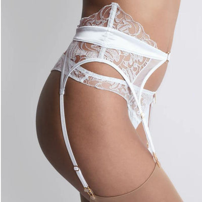 Aubade Satin Memories Suspender Belt 5C52 in Artic Blue-Garter Belt-Aubade Paris-Artic Blue-XSmall-Anna Bella Fine Lingerie, Reveal Your Most Gorgeous Self!