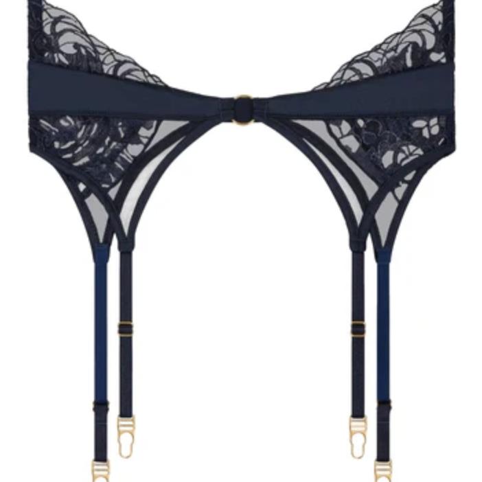 Aubade Satin Memories Suspender Belt 5C52 in Deep Sea-Garter Belt-Aubade Paris-Deep Sea-XSmall-Anna Bella Fine Lingerie, Reveal Your Most Gorgeous Self!