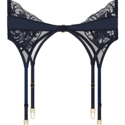 Aubade Satin Memories Suspender Belt 5C52 in Deep Sea-Garter Belt-Aubade Paris-Deep Sea-XSmall-Anna Bella Fine Lingerie, Reveal Your Most Gorgeous Self!