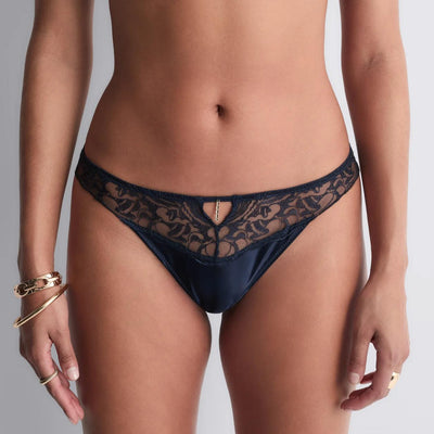 Aubade Satin Memories Tanga 5C26 in Deep Sea-Anna Bella Fine Lingerie-Deep Sea-XSmall-