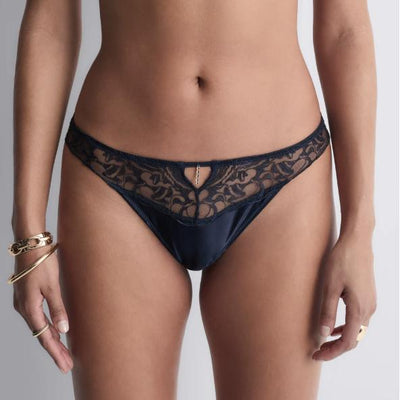 Aubade Satin Memories Tanga 5C26 in Deep Sea-Panties-Aubade Paris-Deep Sea-XSmall-Anna Bella Fine Lingerie, Reveal Your Most Gorgeous Self!