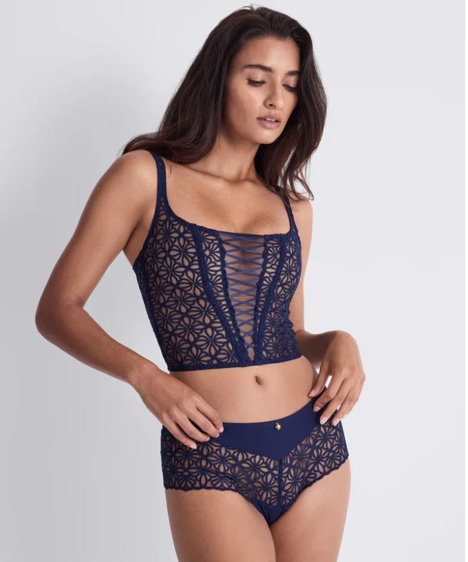 Aubade Secret Memories Bustier in Deep Blue 6F36-Corsets / Bustiers-Aubade Paris-Deep Blue-XSmall-Anna Bella Fine Lingerie, Reveal Your Most Gorgeous Self!