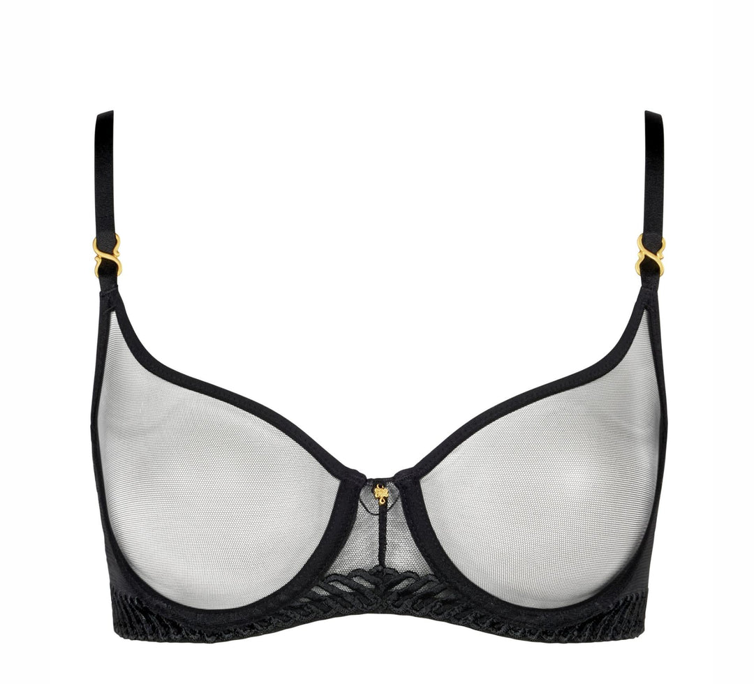 Aubade Sheer Emotion Half Cup Bra 4MF14 in Black-Bras-Aubade Paris-Black-32-D-Anna Bella Fine Lingerie, Reveal Your Most Gorgeous Self!