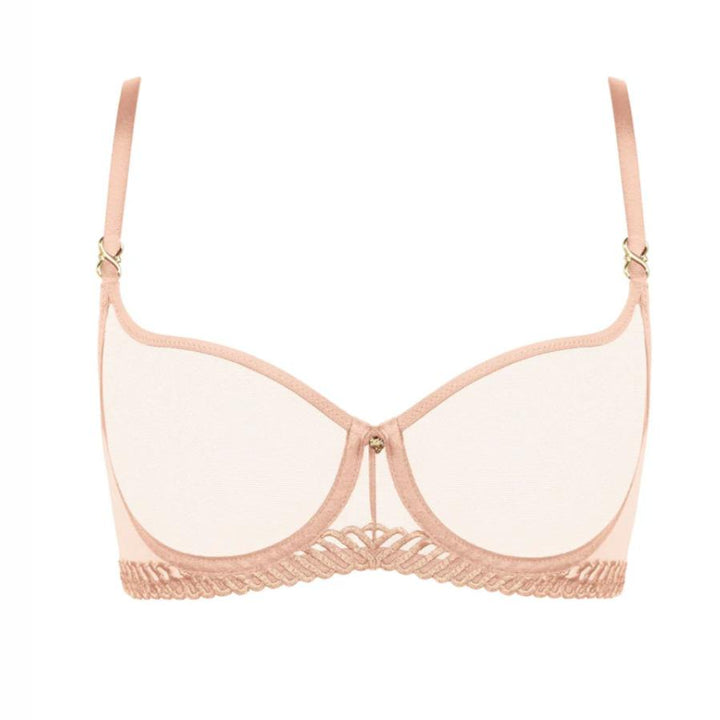 Aubade Sheer Emotion Half Cup Bra 4MF14 in Sand-Aubade Paris-Sand-32-D-Anna Bella Fine Lingerie, Reveal Your Most Gorgeous Self!