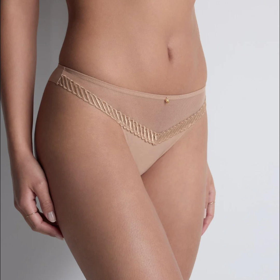 Aubade Sheer Emotion Tanga 4M26 in Sand-Panties-Aubade Paris-Sand-Small-Anna Bella Fine Lingerie, Reveal Your Most Gorgeous Self!