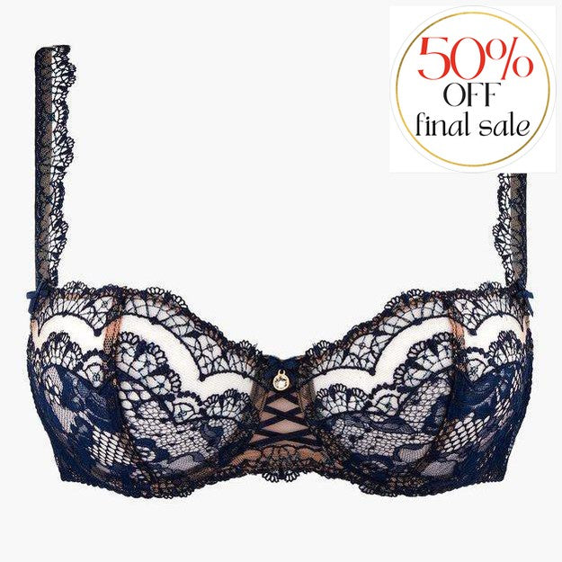 Aubade Soleil Nocturne Half Cup Bra ND14-6 in Blue Crepuscule-Anna Bella Fine Lingerie-CrÃ©puscule Blue-34-B