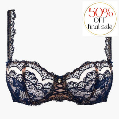 Aubade Soleil Nocturne Half Cup Bra ND14-6 in Blue Crepuscule-Anna Bella Fine Lingerie-CrÃ©puscule Blue-34-B