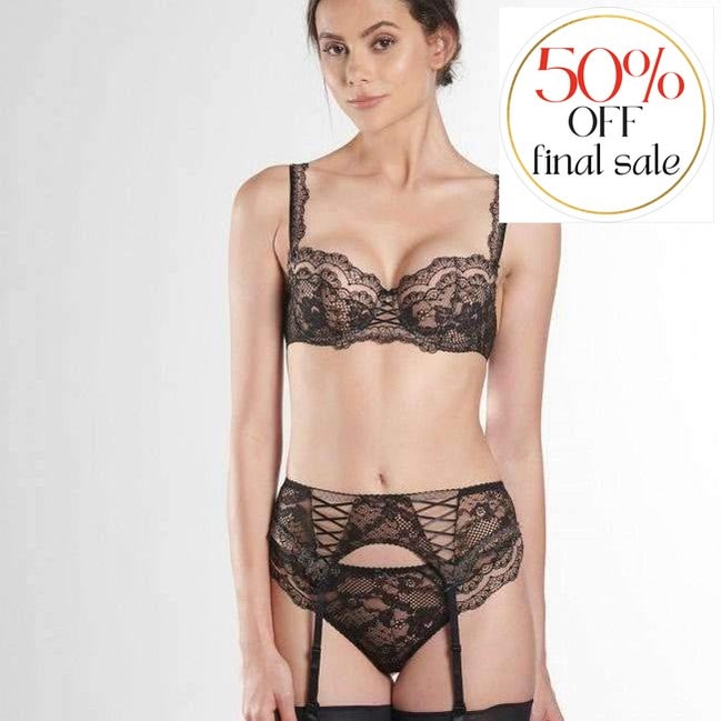Aubade Soleil Nocturne Suspender Belt ND50-Garter Belt-Aubade Paris-Black-Small-Anna Bella Fine Lingerie, Reveal Your Most Gorgeous Self!