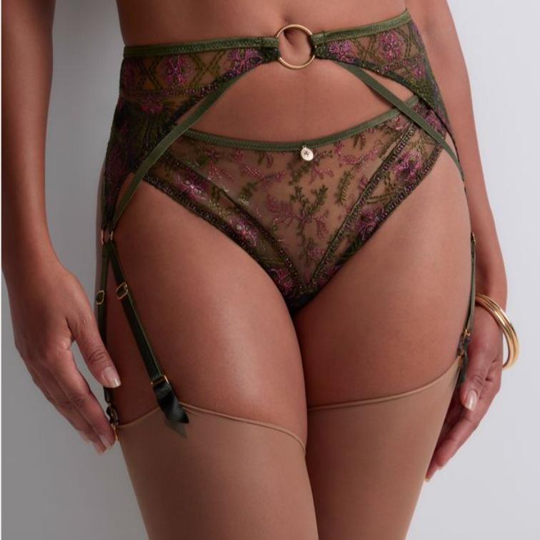 Aubade Sound of Heart Tanga 4C26 in Dark Garden-Panties-Aubade Paris-Dark Garden-XSmall-Anna Bella Fine Lingerie, Reveal Your Most Gorgeous Self!