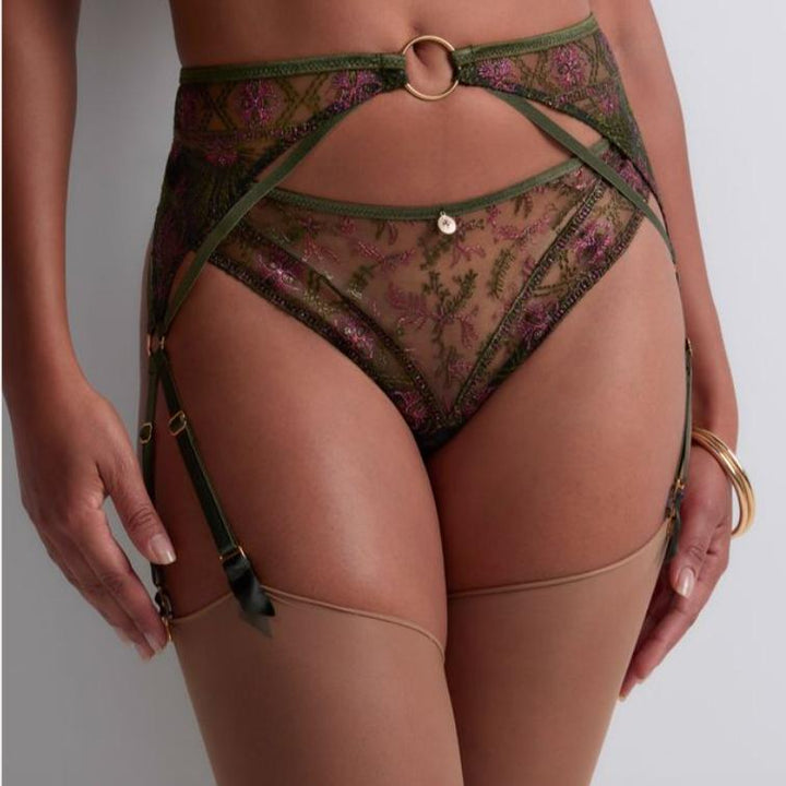 Aubade Sound of Heart Tanga 4C26 in Dark Garden-Panties-Aubade Paris-Dark Garden-XSmall-Anna Bella Fine Lingerie, Reveal Your Most Gorgeous Self!