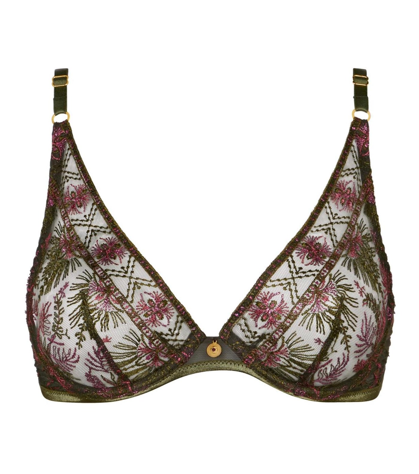 Aubade Sound of Heart Triangle Bra in Dark Garden 4CF12-Bras-Aubade Paris-Dark Garden-36-F-Anna Bella Fine Lingerie, Reveal Your Most Gorgeous Self!