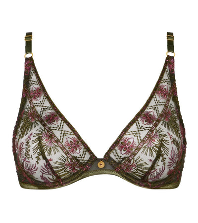 Aubade Sound of Heart Triangle Bra in Dark Garden 4CF12-Bras-Aubade Paris-Dark Garden-36-F-Anna Bella Fine Lingerie, Reveal Your Most Gorgeous Self!