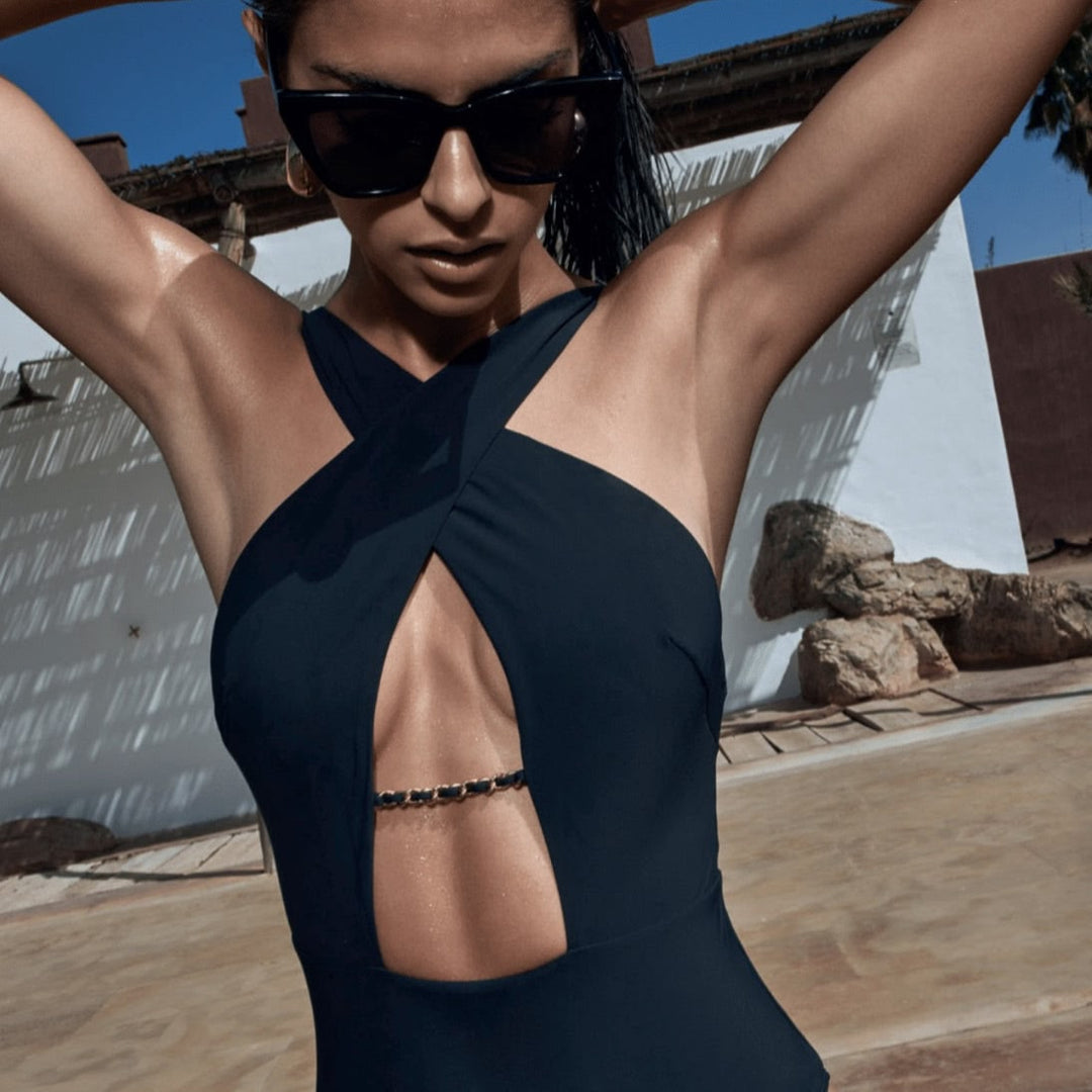 Aubade Sparkling Treasure One Piece Swimsuit 4P67 in Black-Swimwear-Aubade Paris-Black-Small-Anna Bella Fine Lingerie, Reveal Your Most Gorgeous Self!