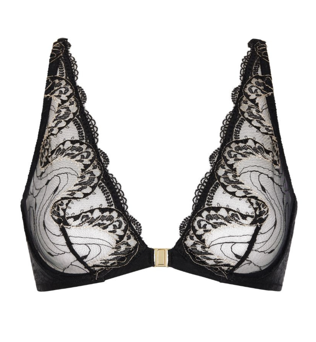 Aubade Splendor Of Senses Plunge Triangle Bra in Hypnotic Black 7EN12-Bras-Aubade Paris-Hypnotic Black-32-B-Anna Bella Fine Lingerie, Reveal Your Most Gorgeous Self!