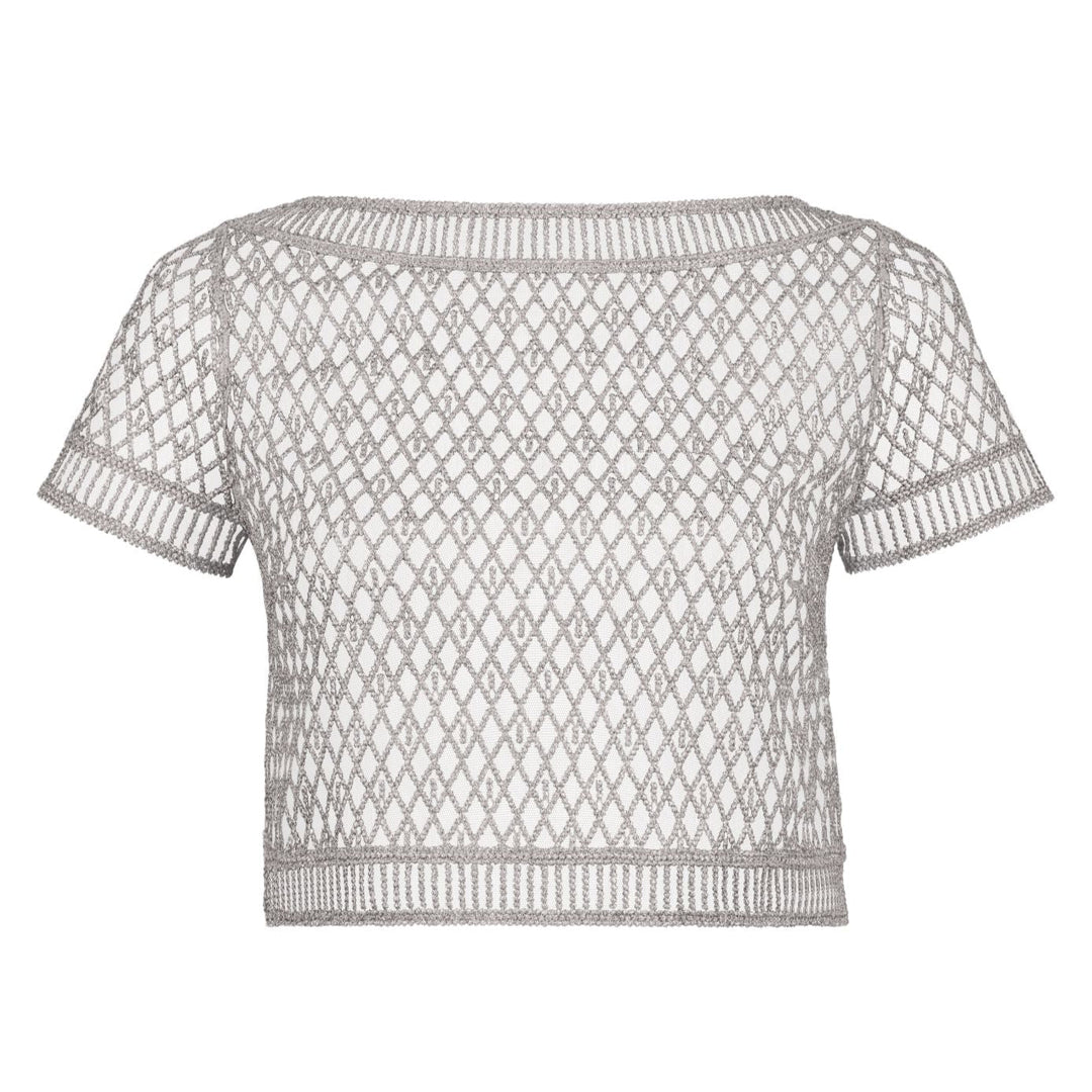 Aubade Stardust Dream Short Sleeve Crop Top 4D48-Seductive Accessories-Aubade Paris-Cosmos Silver-Small-Anna Bella Fine Lingerie, Reveal Your Most Gorgeous Self!